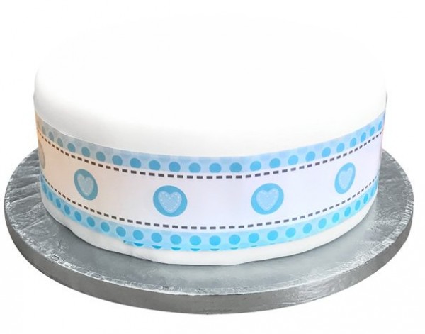 Blaue Herzchen Kuchenrüsche