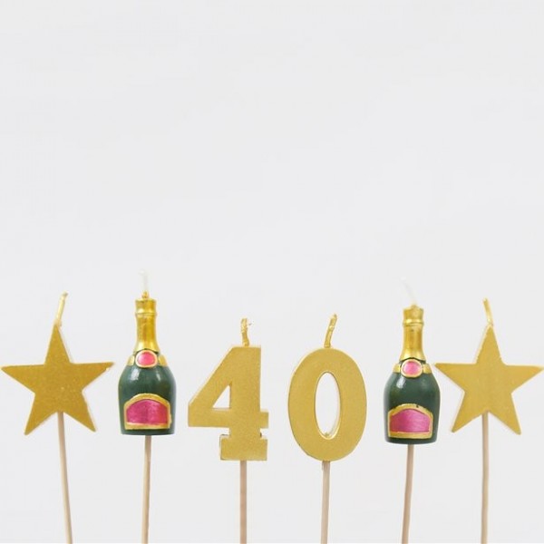 40. Geburtstag Tortenkerzen Set 6-teilig