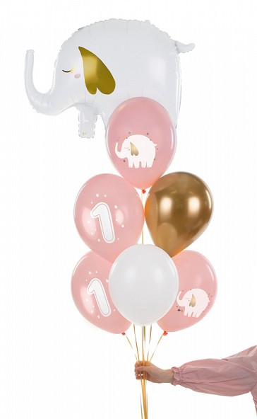 6 Rosa Happy First Year Luftballons 30cm 3