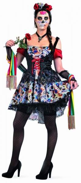 Ausgefallenes Dia De Muertos Damenkostüm