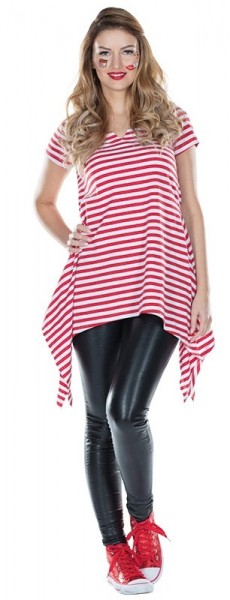 Geringelte Damen Tunika Fine rot