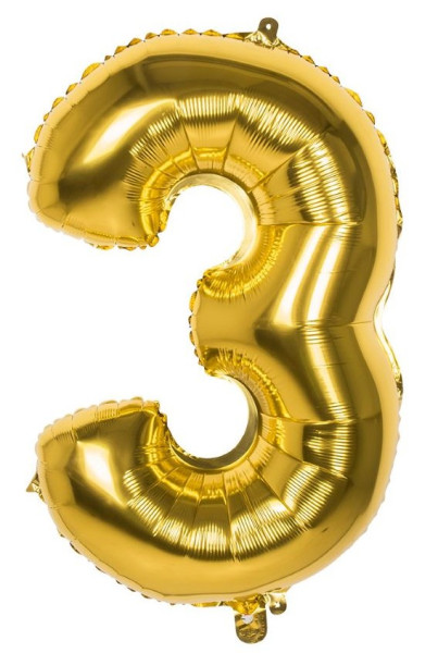 Goldener Zahl 3 Folienballon 86cm