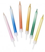 24 Rainbow Splash Ombré Tortenkerzen 6cm