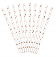 Vorschau: 10 Roségoldene Herzchen Strohhalme 19,5cm