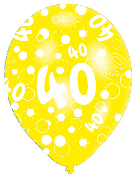 6 Luftballons Bubbles 40.Geburtstag Bunt 27,5cm 2