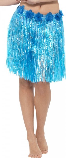 Blauer Hula Hawaii Rock Mit Blumen