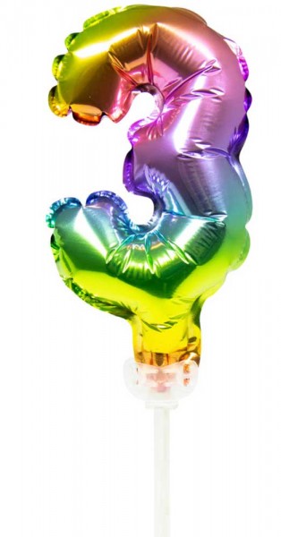 Regenbogen Tortendeko Ballon Zahl 3