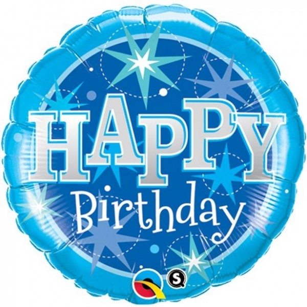 Folienballon Happy Birthday Blue Stars