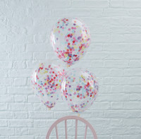 Vorschau: 5 Mix & Match Konfettiballons bunt 30cm