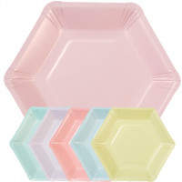 12 Pastell Birthday Pappteller 19cm