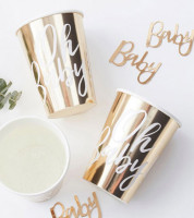 8 Goldene Oh Baby Pappbecher 255ml