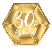 6 Glossy 30th Birthday Teller 20x17cm