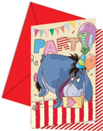 6 Party Winnie Puuh Einladungskarten
