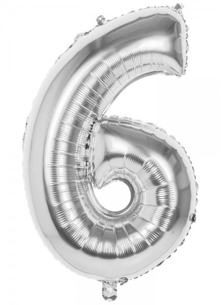 Folienballon Zahl 6 silber metallic 86cm