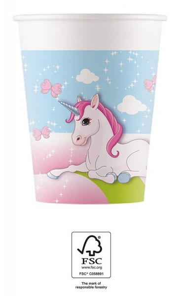 8 Einhorn Traumwelt Becher 200ml