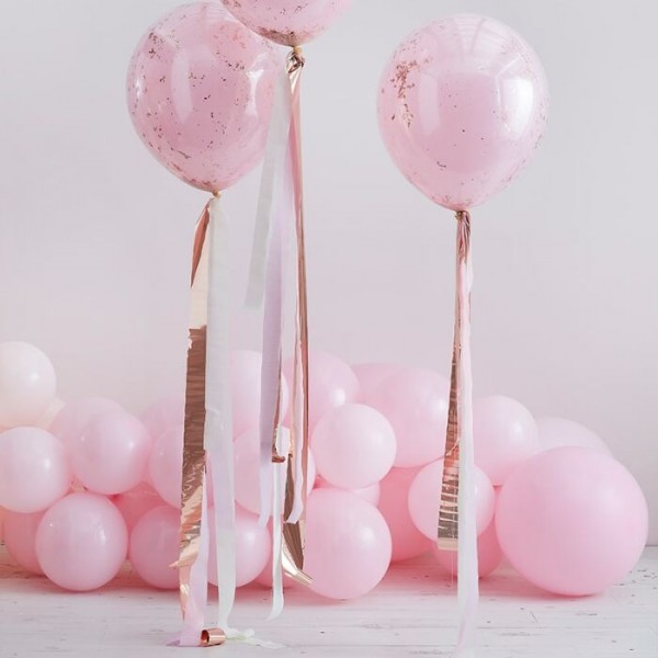 DIY Streifen Ballonanhänger rosé