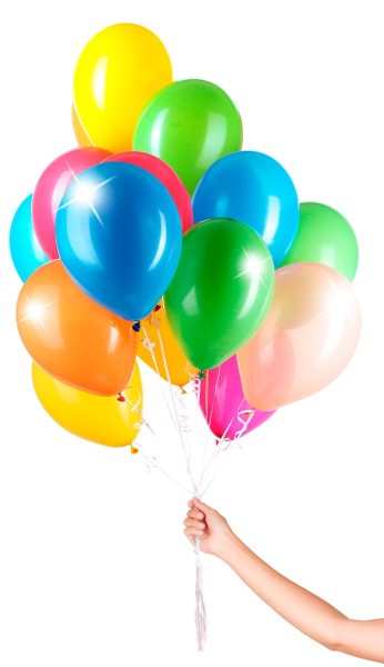 30 Ballons mit Band bunt 23cm