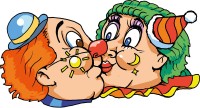 Knutschendes Clowns Paar Wanddeko 78 x 45cm