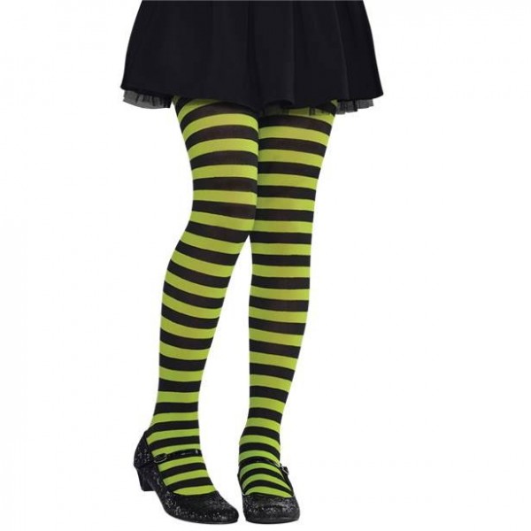 Ringelstrumpfhose grün-schwarz für Kinder Gr. 104