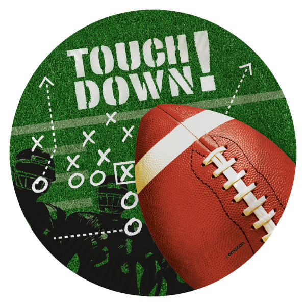 8 Runde Touchdown Football Pappteller 23cm