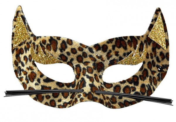 Leoparden Glitzermaske Mit Schnurrbart 2