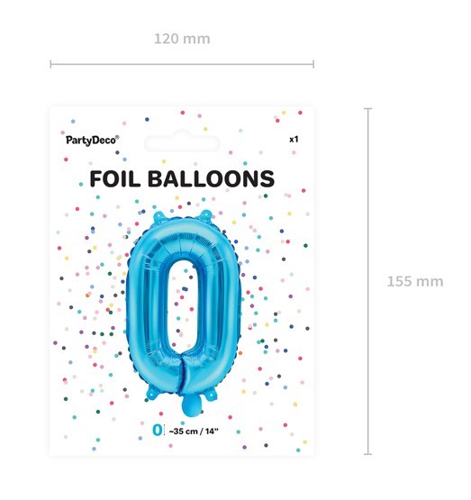 Zahl 0 Folienballon azurblau 35cm 3