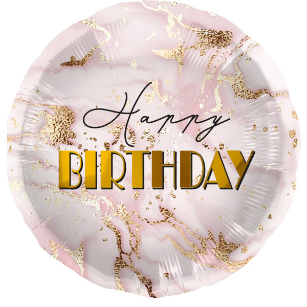 Marmorierter Birthday Folienballon rosa 45cm