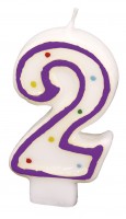 Zahl 2 Tortenkerze Weiß Mit Bunten Punkten 7,5cm