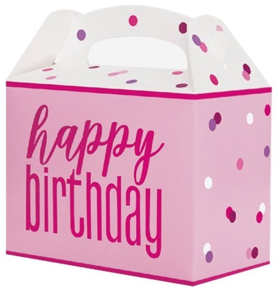 6 pinke Partyboxen Pünktchen Geburtstag