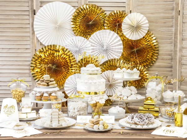 4 Goldene Partynacht Papierrosetten 9