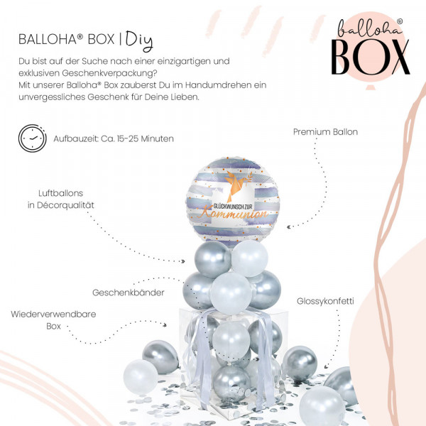Balloha Geschenkbox DIY Kommunion silber-gold XL 3