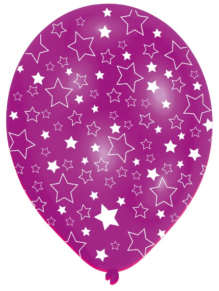 6 Party Luftballons Bunt Funkelnde Sterne 7