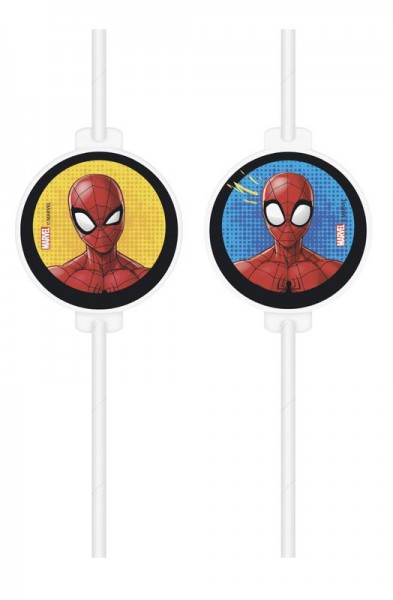 4 Spiderman Web Star Strohhalme