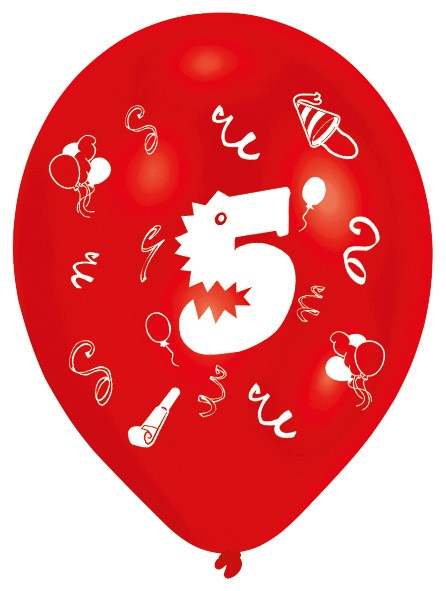 8 Verrückte Zahlen-Ballons 5.Geburtstag Bunt