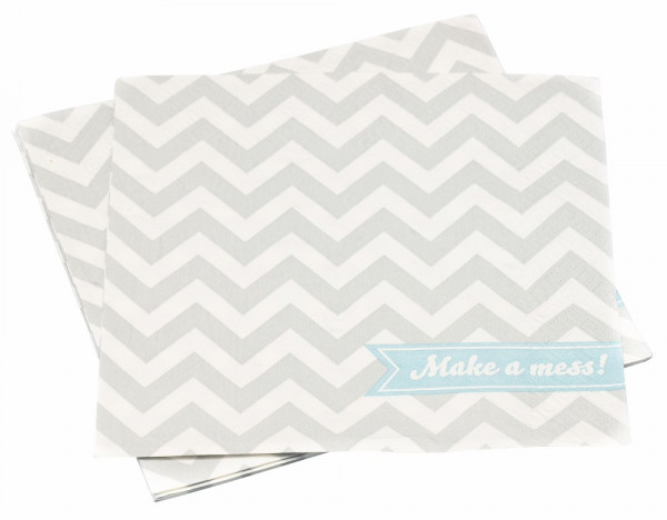 20 Graue Zick Zack Servietten 25cm