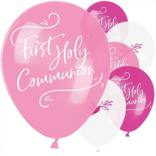 6 Erstkommunion Luftballons rosa 28cm
