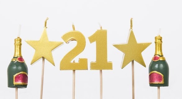Tortenkerzen 21. Geburtstag 5-tlg.