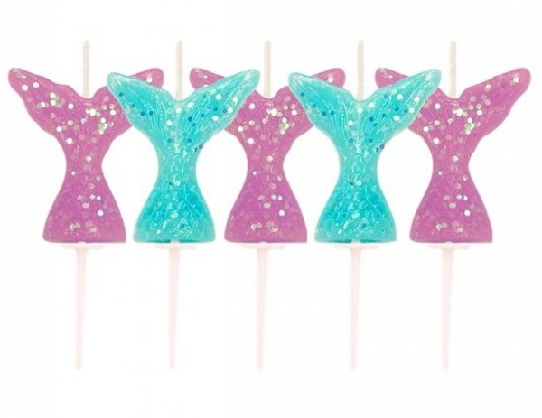 5 Mermaid Treasures Tortenkerzen 6,6cm