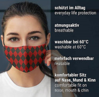 Vorschau: Mund Nasen Maske Harlekin rot-schwarz