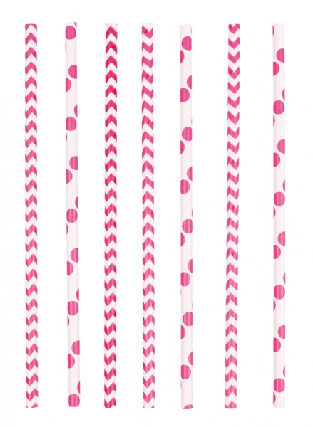 24 Summerfeeling Papier Strohhalme pink 19,5cm