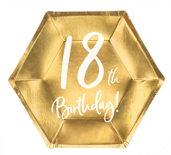 6 Glossy 18th Birthday Teller 20x17cm