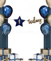 Vorschau: DIY Girlande Star Today blau-gold