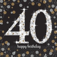 16 Golden 40th Birthday Servietten 33cm