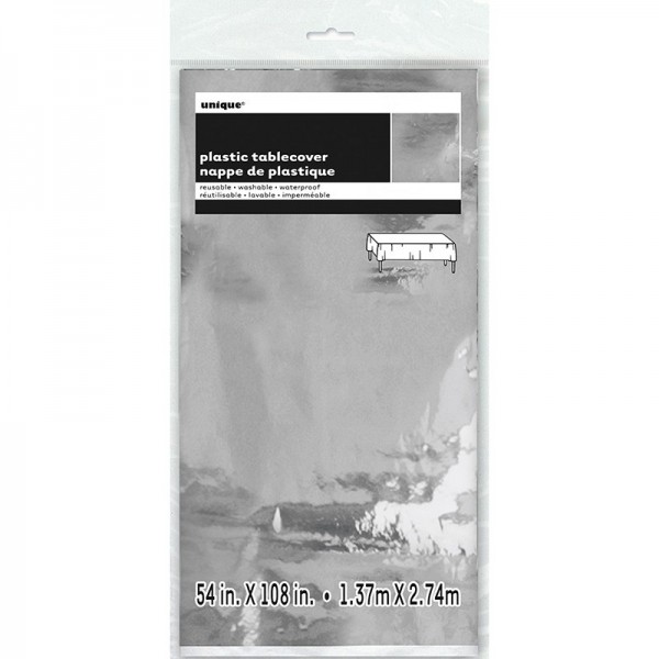 PVC Tischdecke Vera Silber glänzend 2,74 x 1,37m