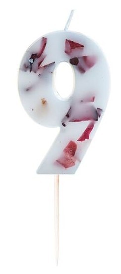 Rosenblüten Zahl 9 Tortenkerze