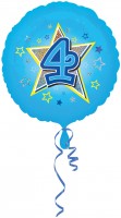 Folienballon Zahl 4 in Hellblau