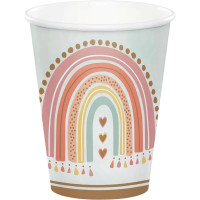 8 Boho Regenbogen Pappbecher 250ml