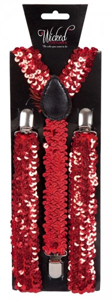 Schicke Pailetten-Hosenträger Rot