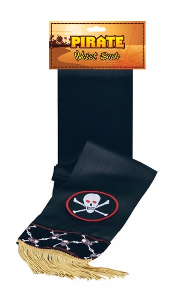 Schwarze Piraten Schärpe Mit Goldfransen