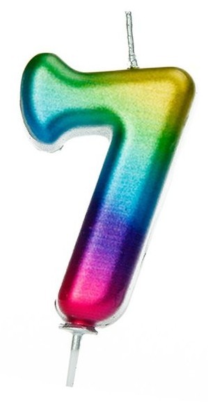 Rainbow Zahl 7 Tortenkerze 7cm